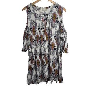 Umgee Top Women 2XL Paisley Cold Shoulder Loose Fit Tunic Boho Plus Size Spring